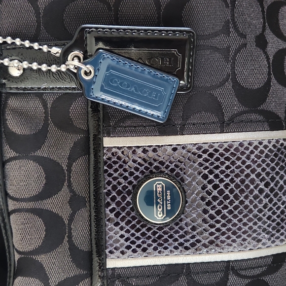 Coach Signature Stripe Python Stripe Satchel Handbag-f24884 - Picture 3 of 7